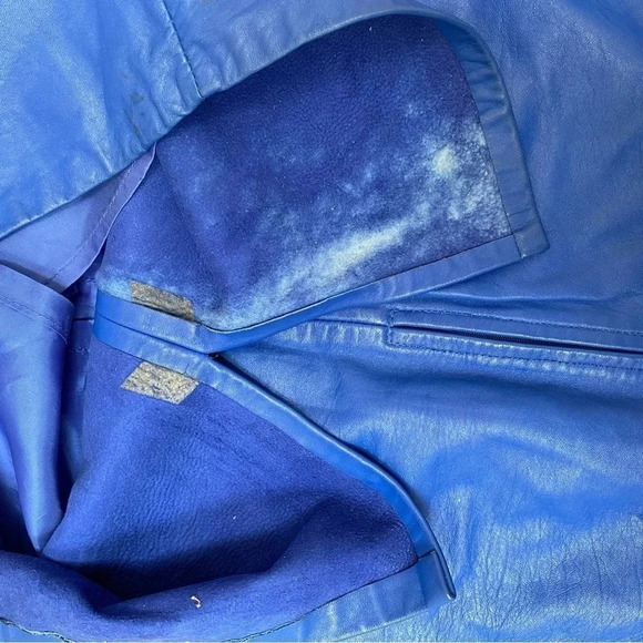 VINTAGE - Bright Blue 1980s Leather Skirt - Picture 5 of 7